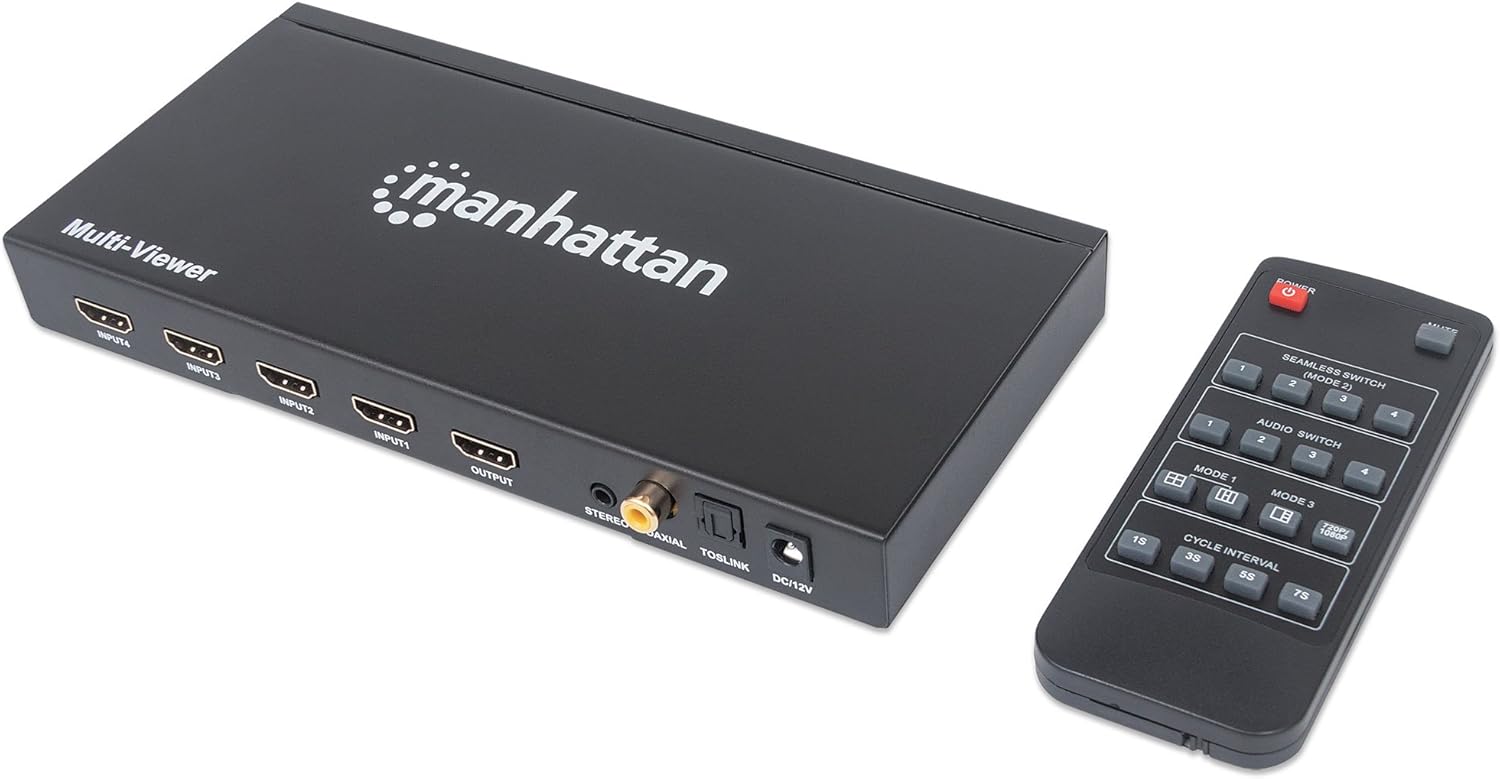 Manhattan 1080p 4-Port HDMI Multiviewer Switch | 207881 Video Switch Manhattan