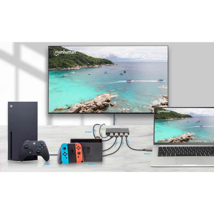 Manhattan 4K@60Hz 3-Port HDMI Switch | 208222 Video Switch Manhattan
