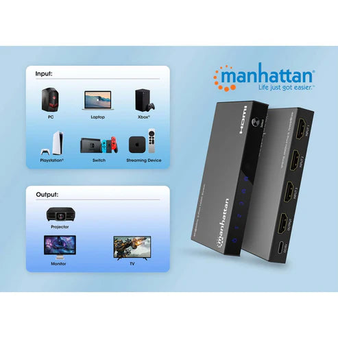 Manhattan 4K@60Hz 3-Port HDMI Switch | 208222 Video Switch Manhattan