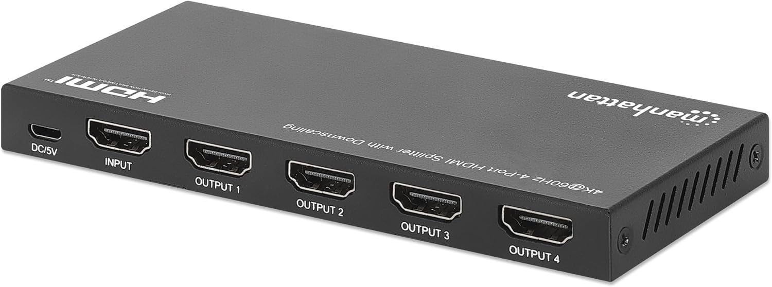 Manhattan 4K@60Hz 4-Port HDMI Splitter with Downscaling | 208369 Video Splitter Manhattan