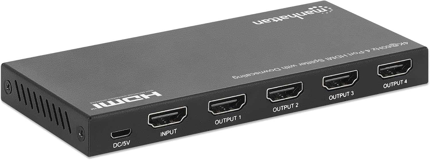 Manhattan 4K@60Hz 4-Port HDMI Splitter with Downscaling | 208369 Video Splitter Manhattan