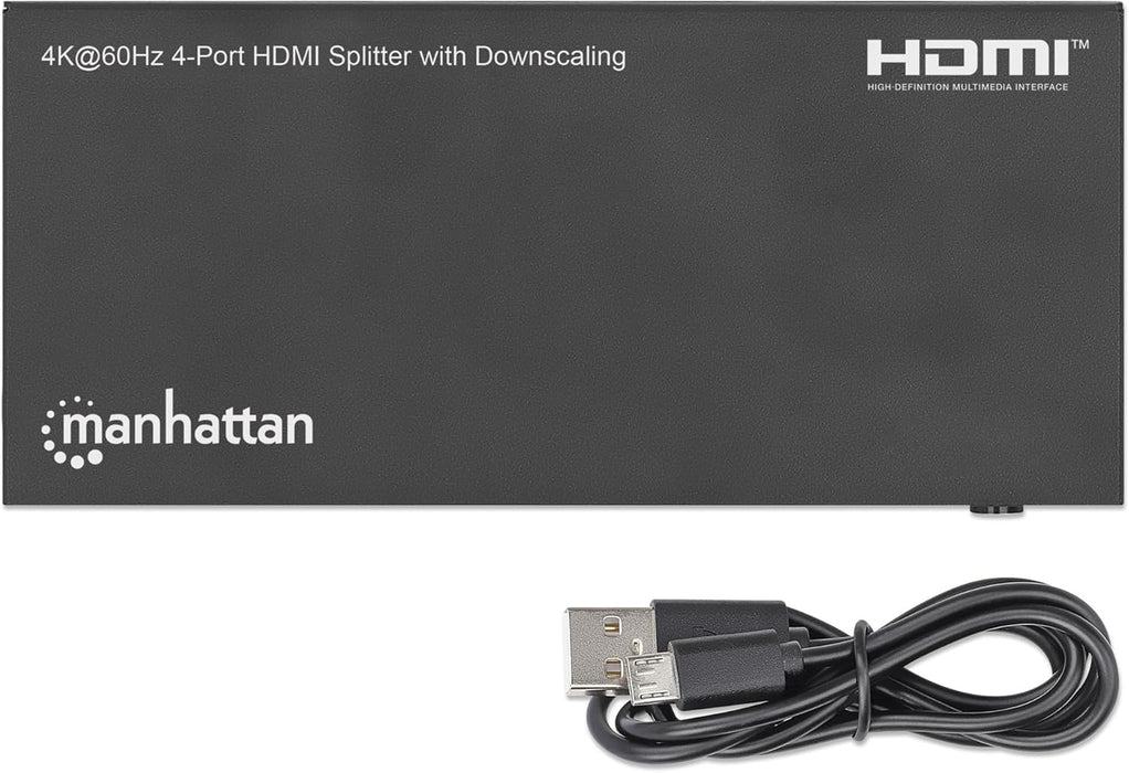 Manhattan 4K@60Hz 4-Port HDMI Splitter with Downscaling | 208369 Video Splitter Manhattan