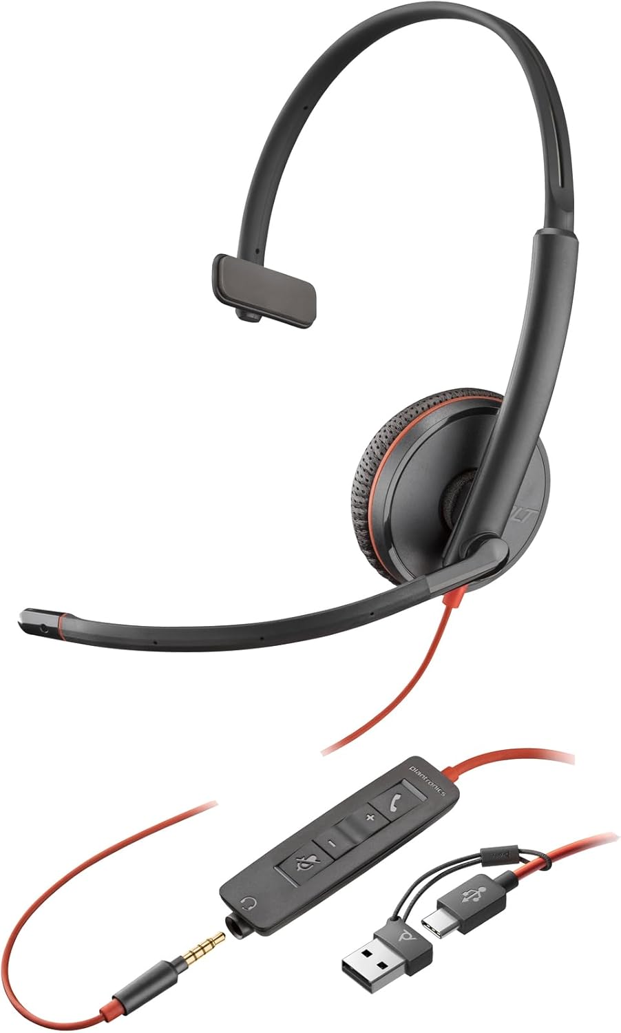 POLY Blackwire 3215 Wired USB Type-C Black Headset | 209750-101 Headset Poly