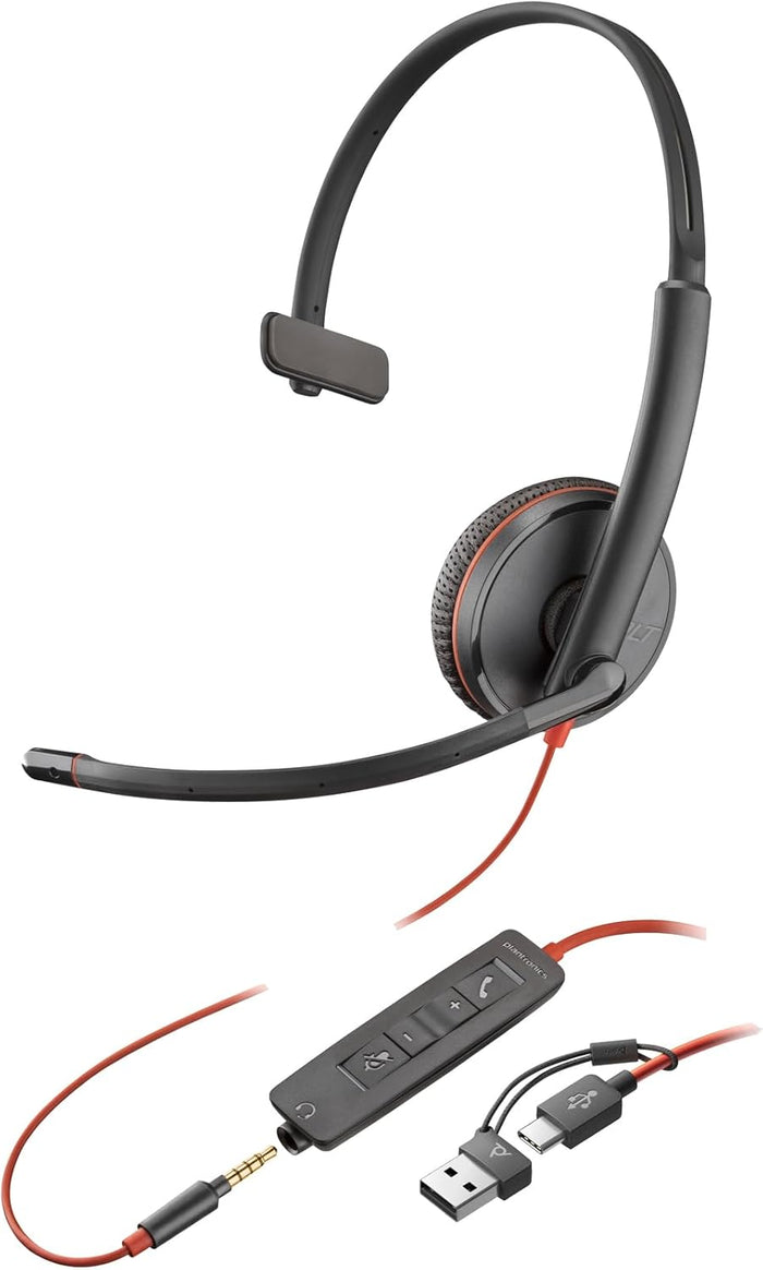 POLY Blackwire 3215 Wired USB Type-C Black Headset | 209750-101 Headset Poly