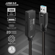 Lindy 20m USB 3.0 Active Extension Type A to C | 43375 USB Cable Lindy