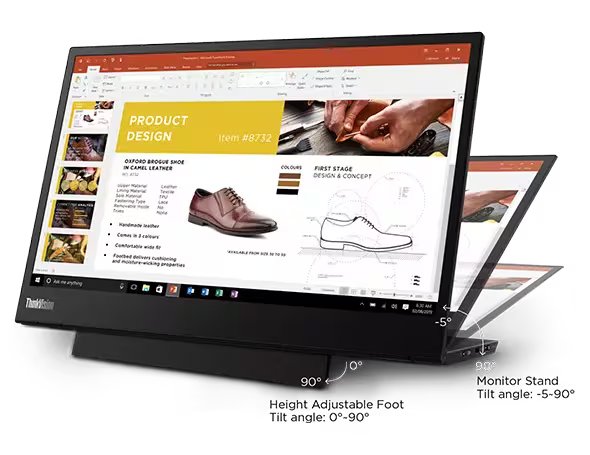 Lenovo 61DDUAT6UK ThinkVision M14 14" 60Hz Full HD USB-C Mobile Monitor Desktop Monitor Lenovo