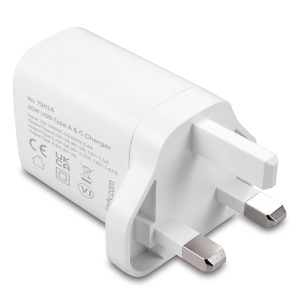 Lindy 20W USB Type A & C Charger | 73416 Power & Charging Lindy