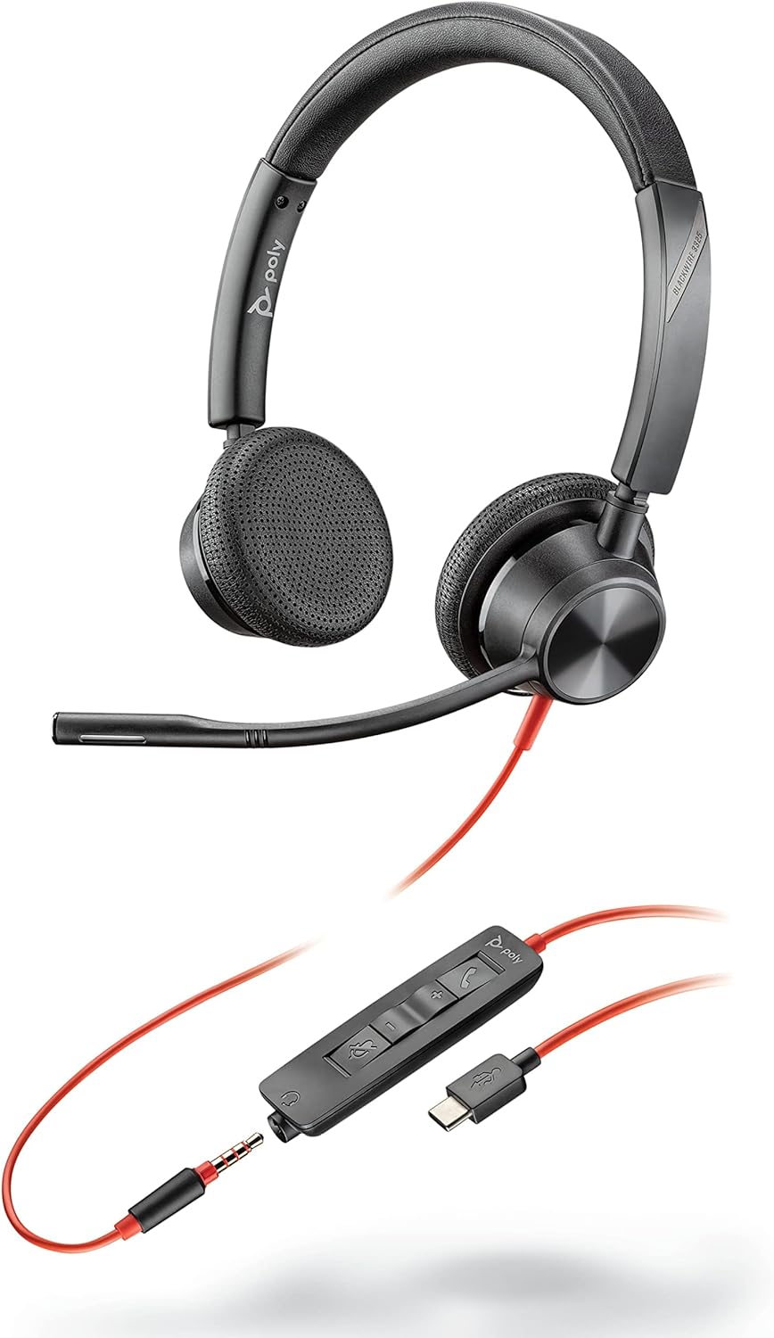 Poly 3325 Wired Black Headset — Screen Moove