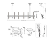 Multibrackets 0.8m Fixed 40"-65" Pro Series Menu Board Ceiling Mount For 3 Screens Ceiling Mount Bracket Multibrackets