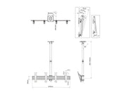 Multibrackets 1.5m 30" - 42" Display Menu Board Mount Pro For 2 Screens Ceiling Mount Bracket Multibrackets