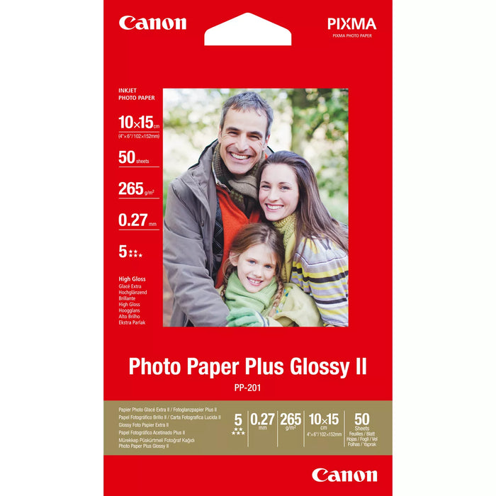 Canon PP-201 Glossy II Photo Paper Plus 4x6" - 50 Sheets