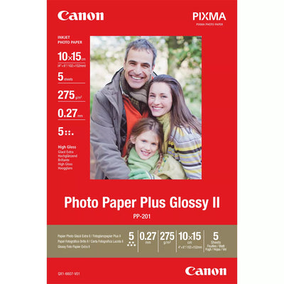 Canon PP-201 Glossy II Photo Paper Plus 10x15cm - 5 Sheets Printer Paper | A4 - A3 Paper & Photo Paper Canon