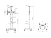Multibrackets 32"-60" Height Adjustable Mobile Trolley With Media Shelf & Camera Holder Mobile Trolley Multibrackets