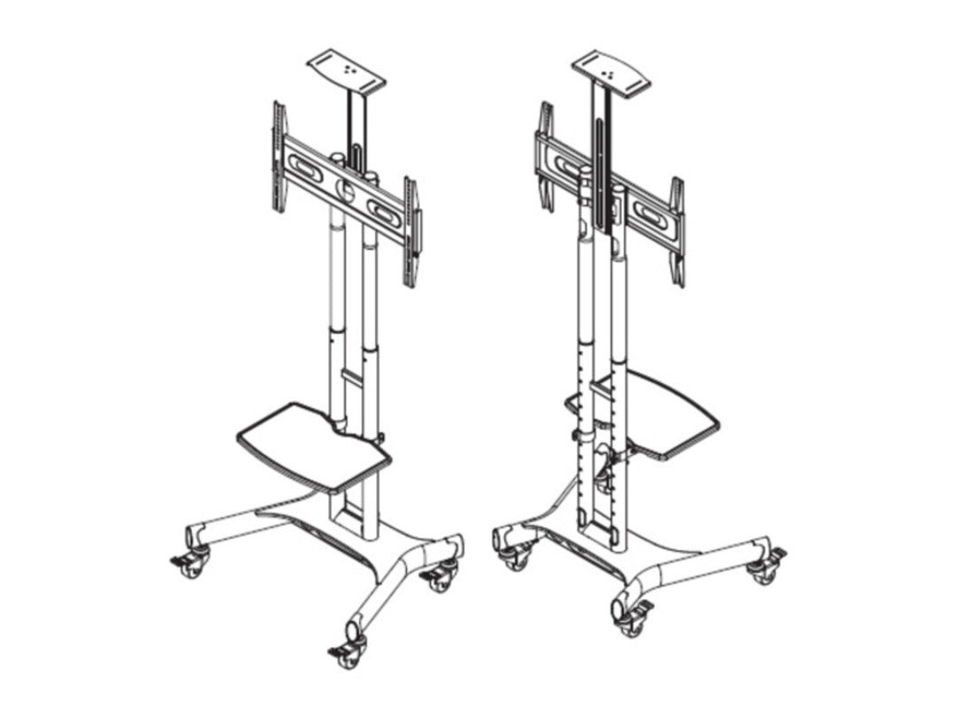 Multibrackets 32"-60" Height Adjustable Mobile Trolley With Media Shelf & Camera Holder Mobile Trolley Multibrackets