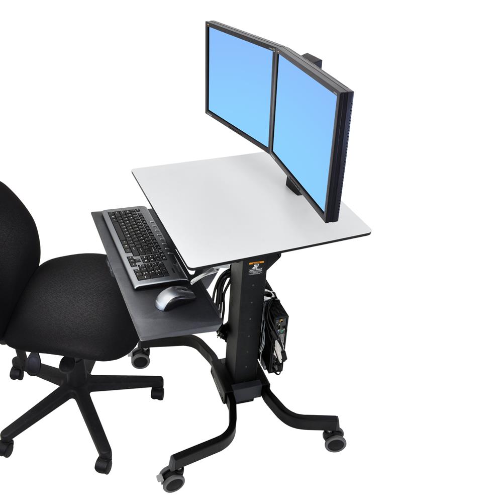 Ergotron 24-214-085 WorkFit-C, Dual Sit-Stand Workstation | Office Mobile Desk Mobile Trolley Ergotron