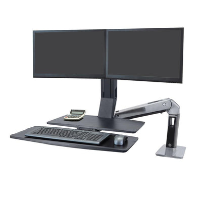 Ergotron 24-316-026 WorkFit-A, Dual Workstation with Worksurface | Sit-Stand Desk Arm Ergotron Desk Workstation Ergotron