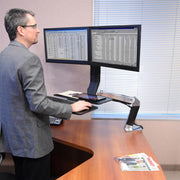 Ergotron 24-316-026 WorkFit-A, Dual Workstation with Worksurface | Sit-Stand Desk Arm Monitor Arm Desk Mount Ergotron