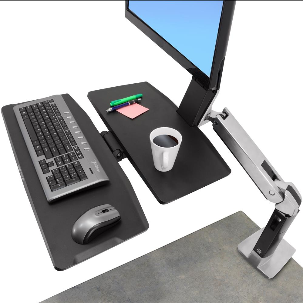 Ergotron 24-317-026 WorkFit-A, Single LD Workstation with Worksurface | Sit-Stand Desk Arm Monitor Arm Desk Mount Ergotron