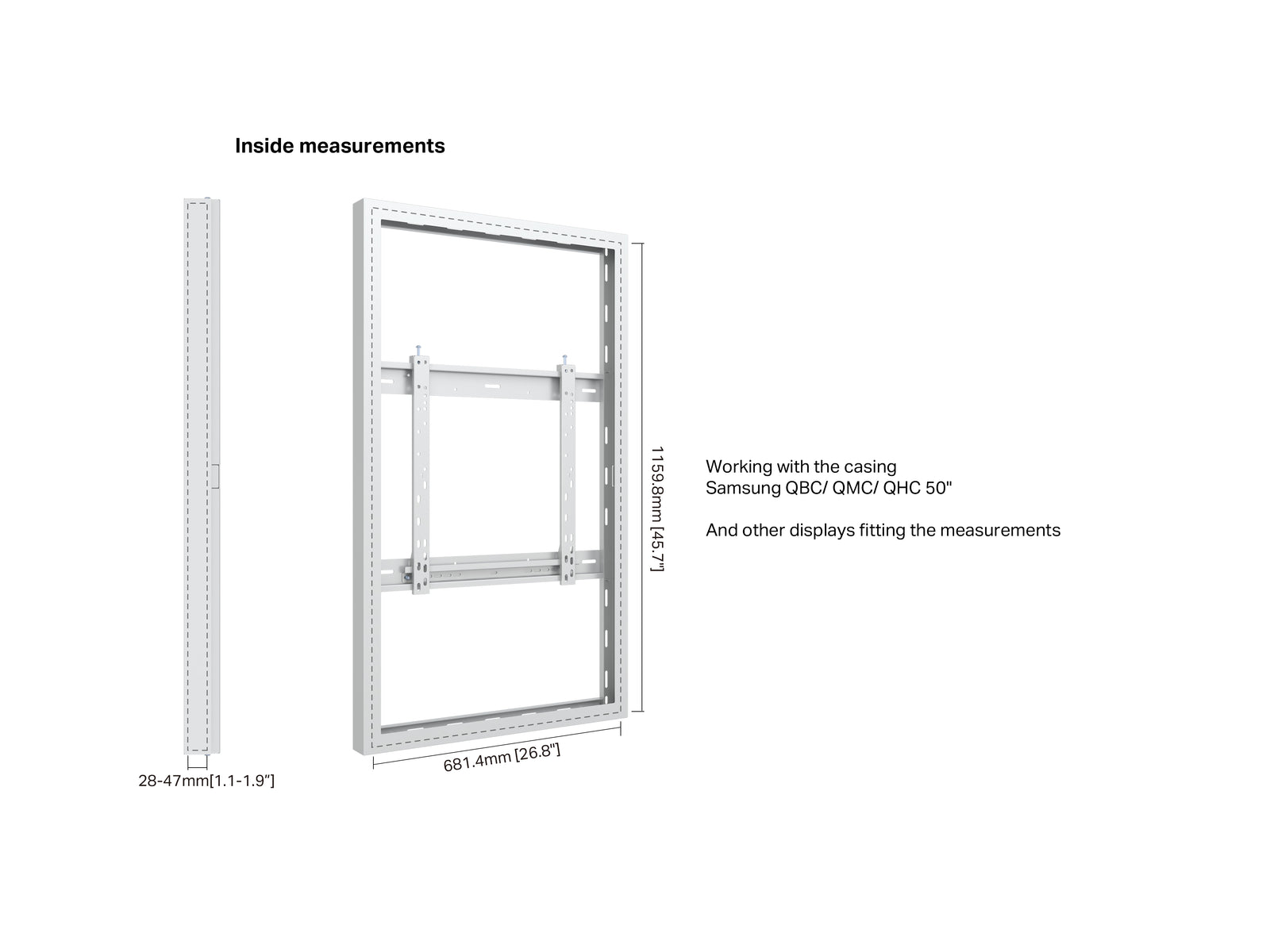 Multibrackets M Pro Series Enclosure 50" Wall Slim Medium White Signage Display Enclosures Multibrackets