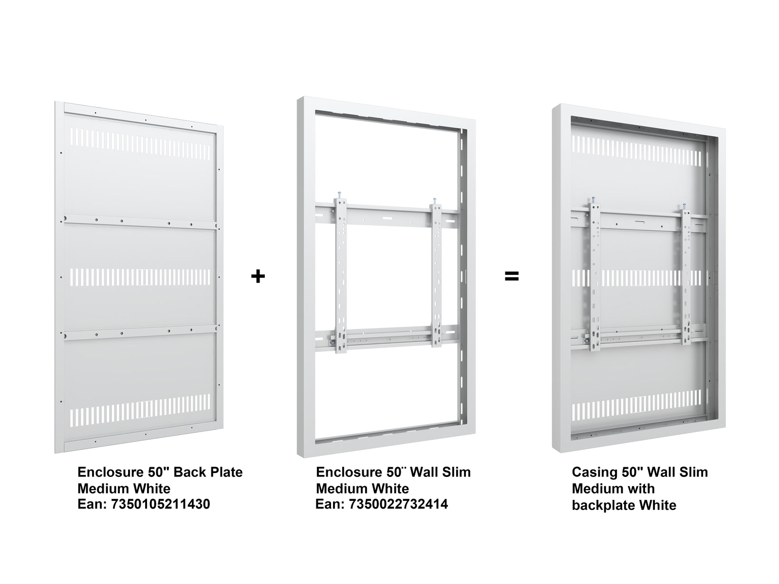 Multibrackets M Pro Series Enclosure 50" Wall Slim Medium White Signage Display Enclosures Multibrackets