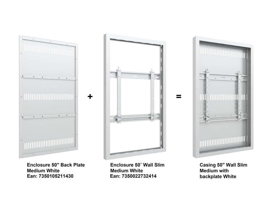 Multibrackets M Pro Series Enclosure 50" Wall Slim Medium White Signage Display Enclosures Multibrackets