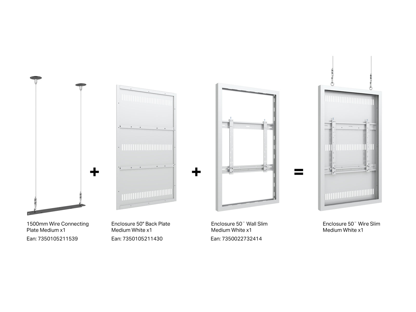 Multibrackets M Pro Series Enclosure 50" Wall Slim Medium White Signage Display Enclosures Multibrackets