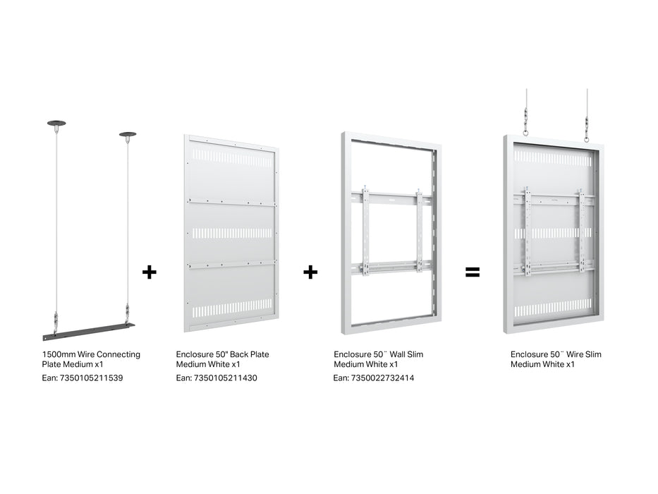 Multibrackets M Pro Series Enclosure 50" Wall Slim Medium White Signage Display Enclosures Multibrackets