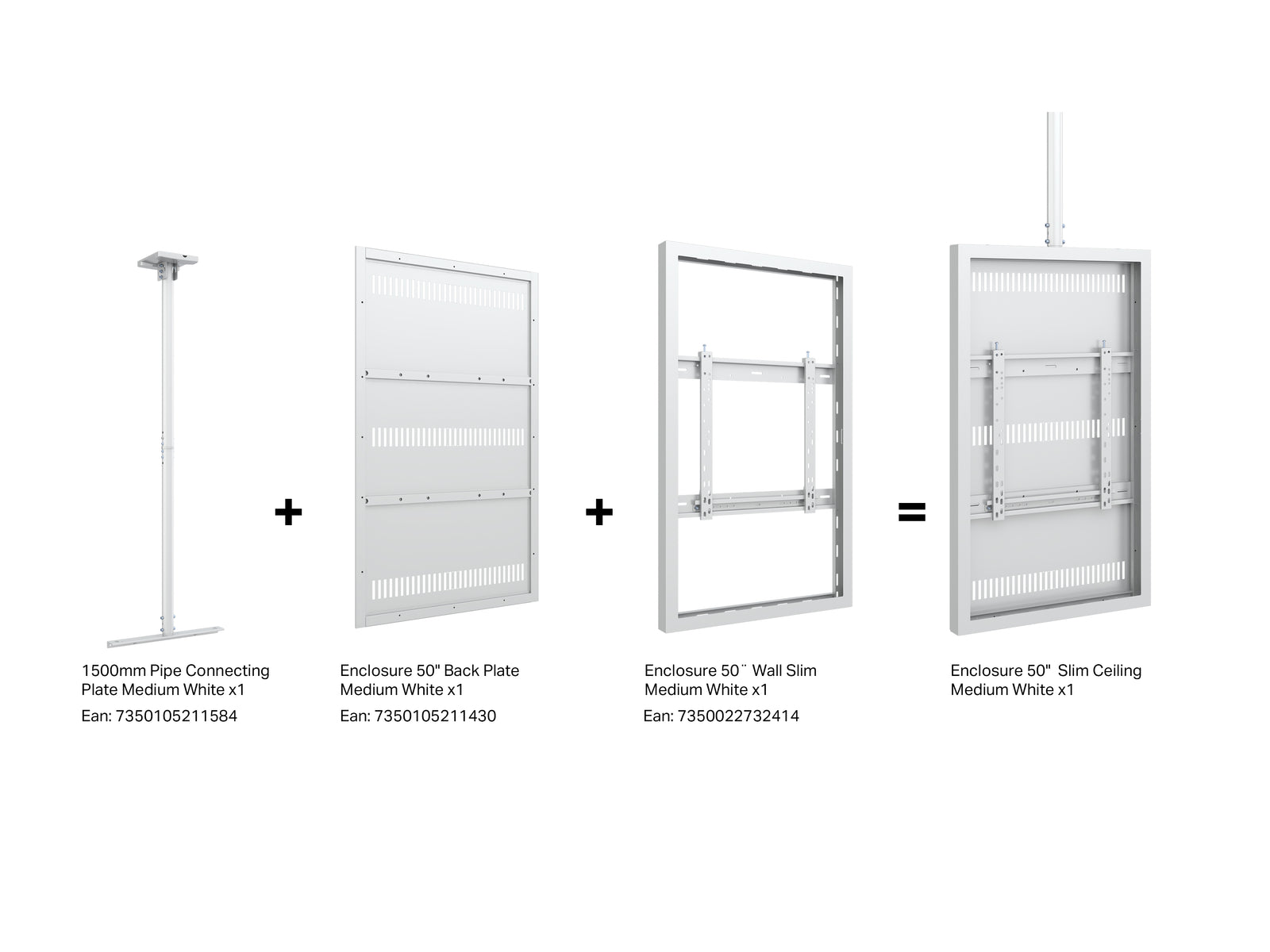 Multibrackets M Pro Series Enclosure 50" Wall Slim Medium White Signage Display Enclosures Multibrackets
