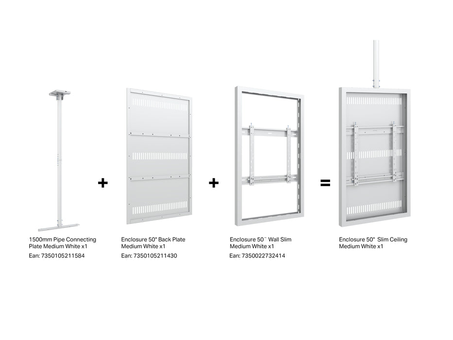 Multibrackets M Pro Series Enclosure 50" Wall Slim Medium White Signage Display Enclosures Multibrackets