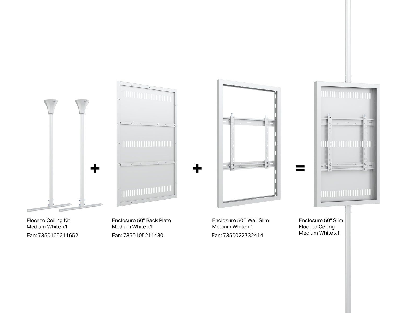 Multibrackets M Pro Series Enclosure 50" Wall Slim Medium White Signage Display Enclosures Multibrackets