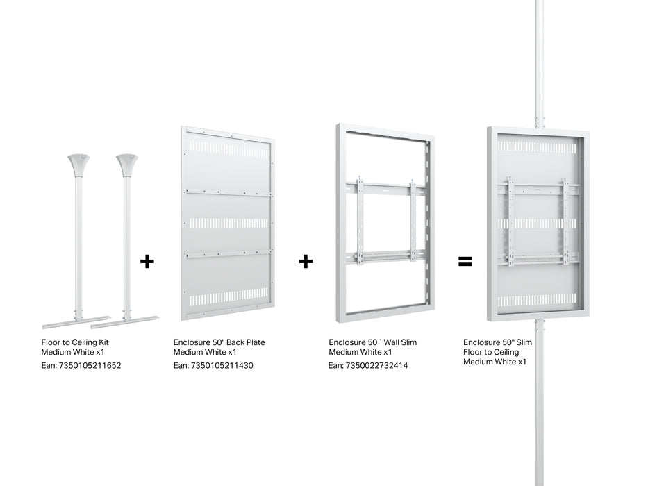 Multibrackets M Pro Series Enclosure 50" Wall Slim Medium White Signage Display Enclosures Multibrackets