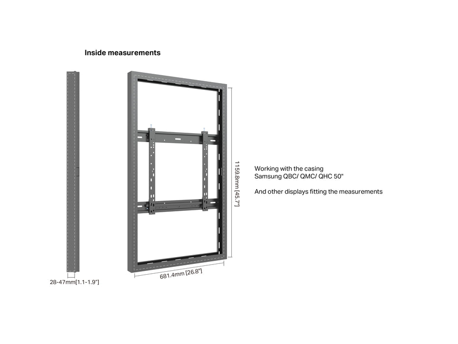 Multibrackets M Pro Series Enclosure 50" Wall Slim Medium Black Signage Display Enclosures Multibrackets