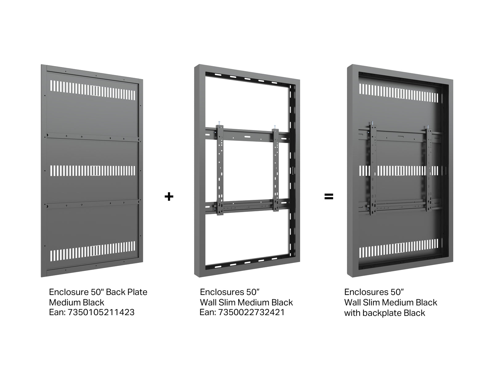 Multibrackets M Pro Series Enclosure 50" Wall Slim Medium Black Signage Display Enclosures Multibrackets