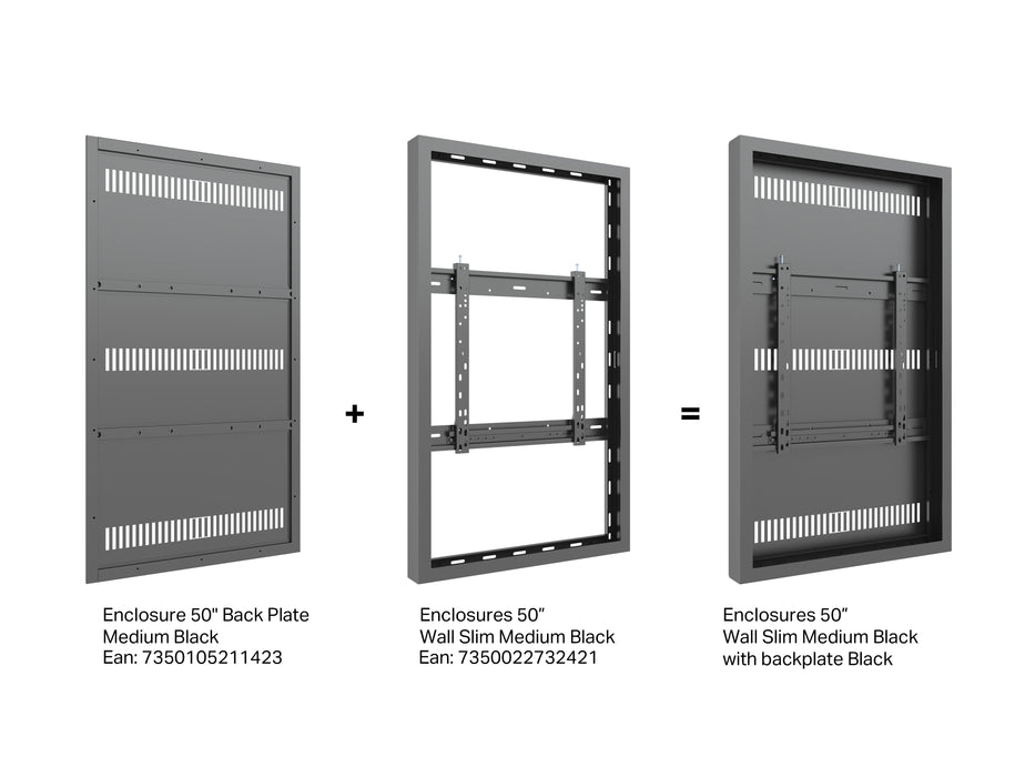 Multibrackets M Pro Series Enclosure 50" Wall Slim Medium Black Signage Display Enclosures Multibrackets