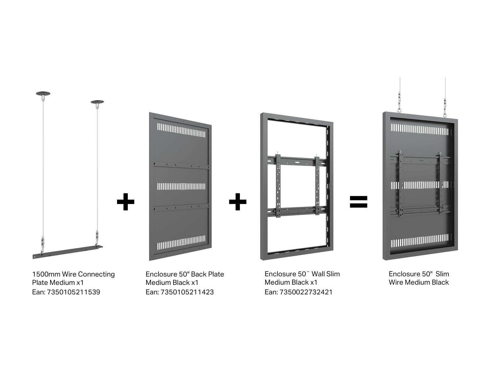 Multibrackets M Pro Series Enclosure 50" Wall Slim Medium Black Signage Display Enclosures Multibrackets