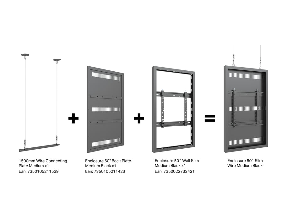 Multibrackets M Pro Series Enclosure 50" Wall Slim Medium Black Signage Display Enclosures Multibrackets