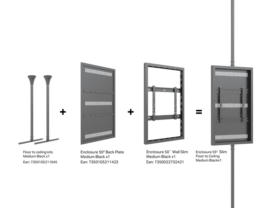 Multibrackets M Pro Series Enclosure 50" Wall Slim Medium Black Signage Display Enclosures Multibrackets