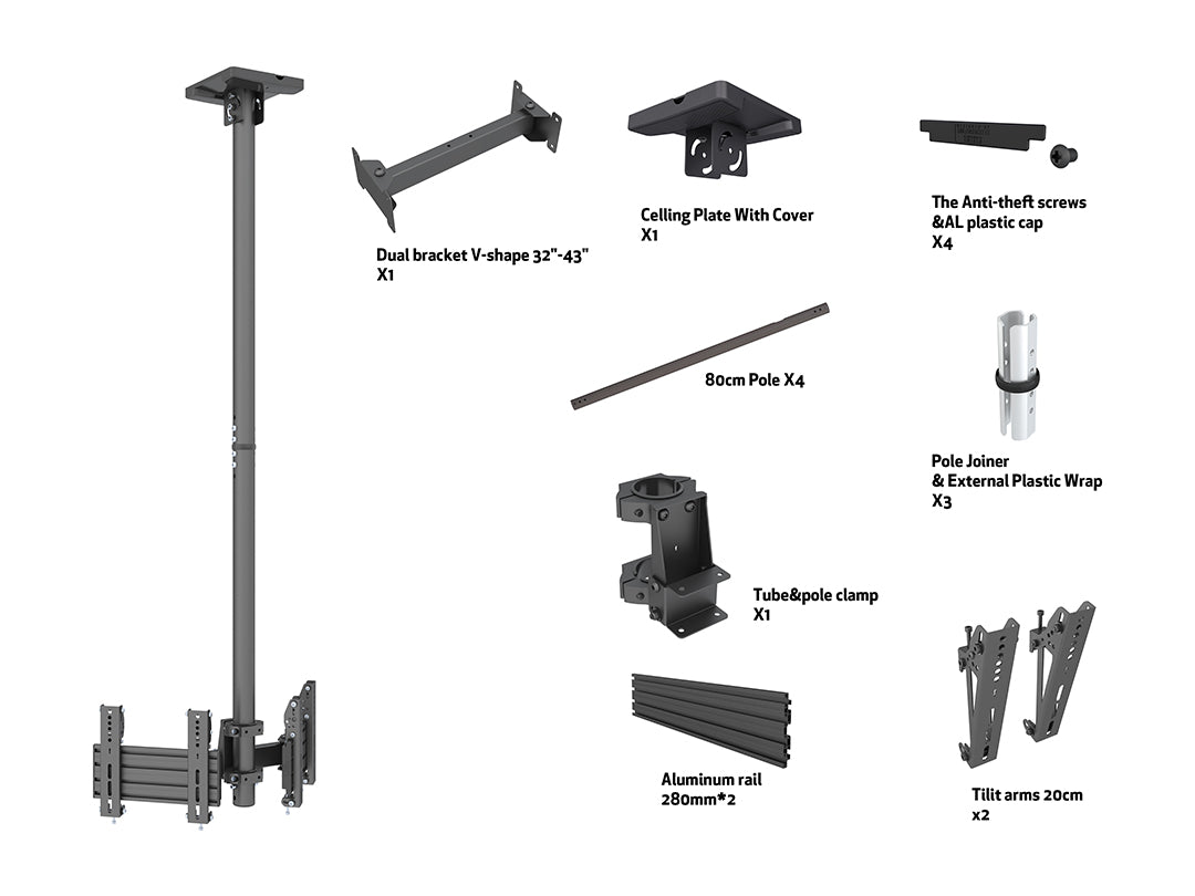 Multibrackets MBC2UPV Display Ceiling Mount Pro - 50/100/200 Ceiling Mount Bracket Multibrackets