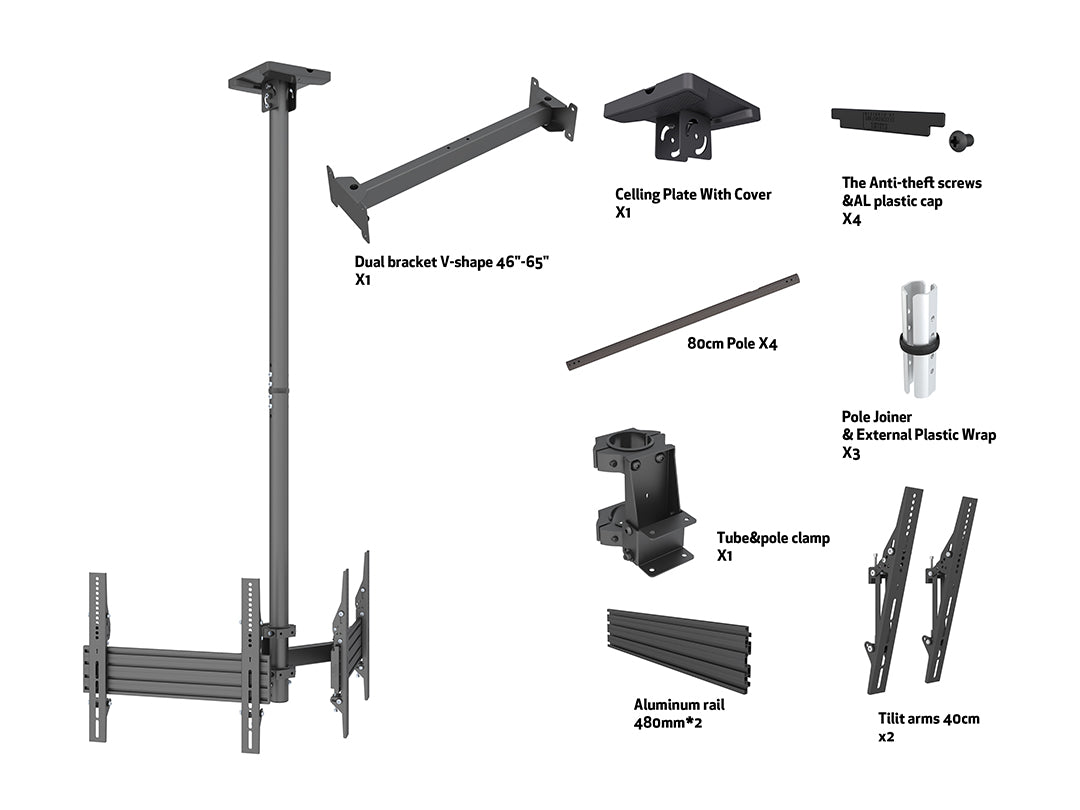 Multibrackets MBC2UPV Display Ceiling Mount Pro Ceiling Mount Bracket Multibrackets