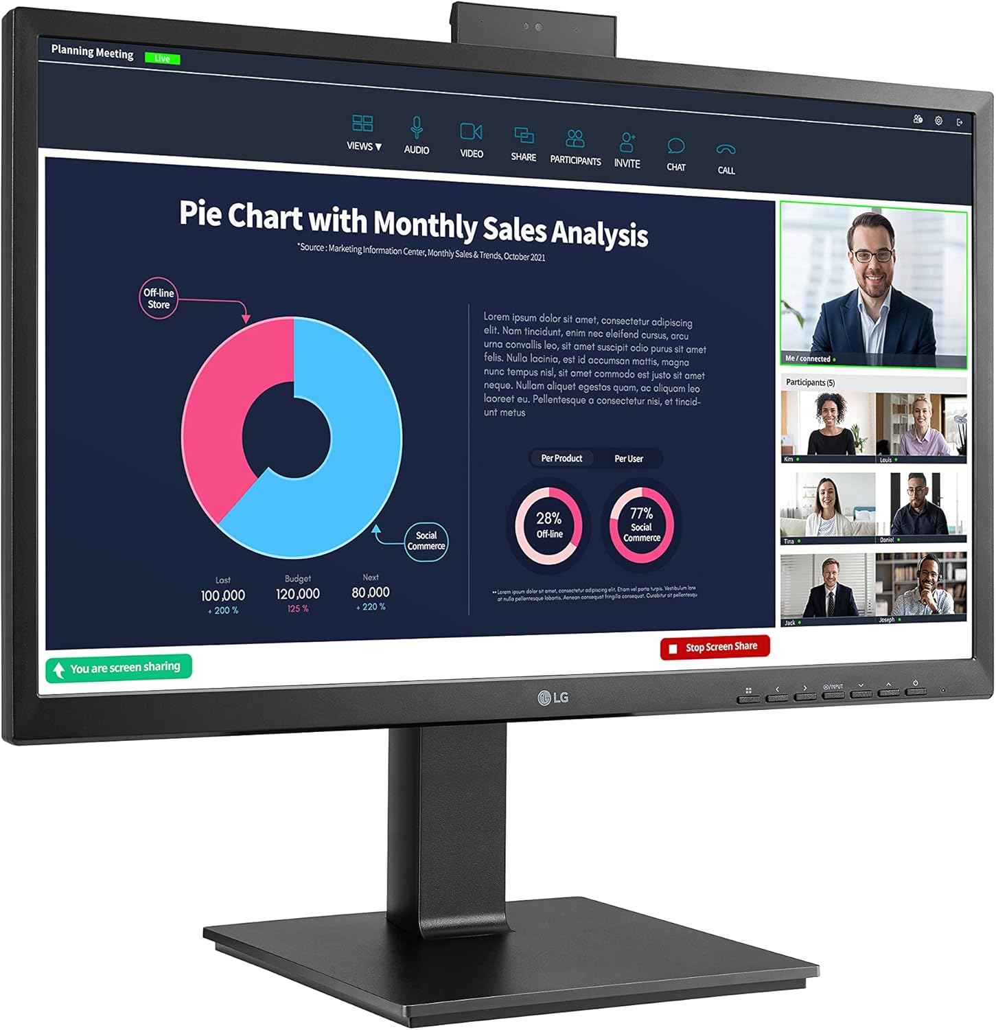 LG 24BP750C-B 23.8" Full HD IPS Monitor with Built-in Webcam Desktop Monitor LG