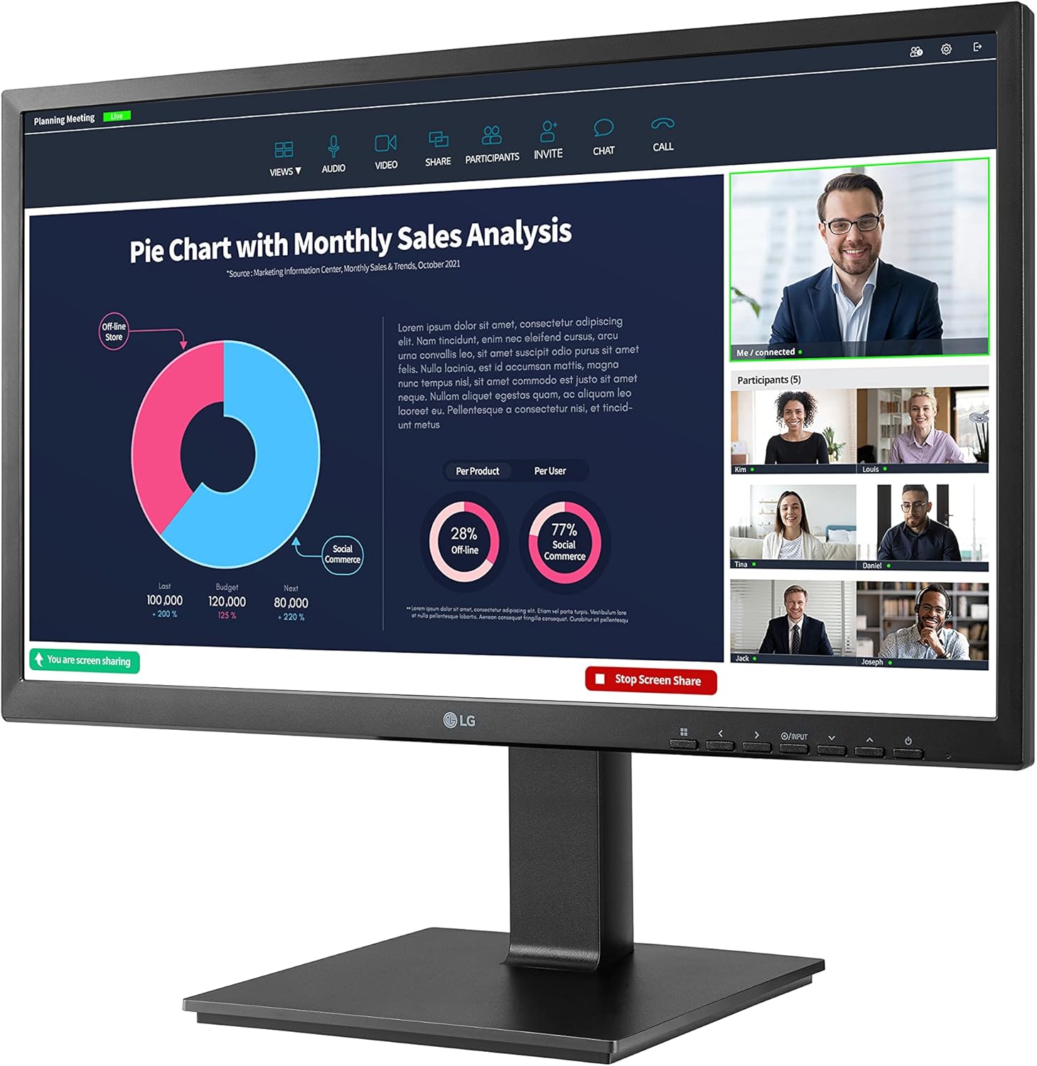 LG 24BP750C-B 23.8" Full HD IPS Monitor with Built-in Webcam Desktop Monitor LG