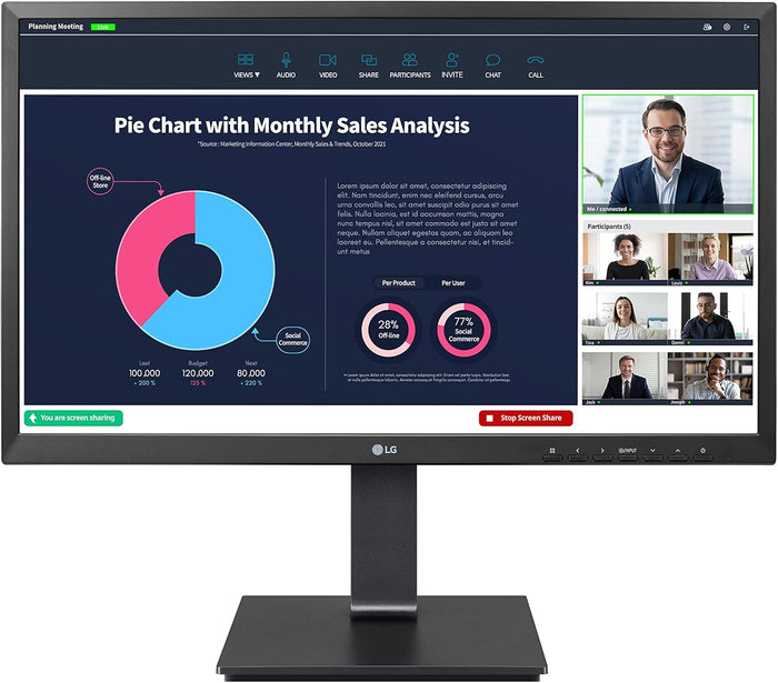 LG 24BP750C-B 23.8" Full HD IPS Monitor with Built-in Webcam Desktop Monitor LG