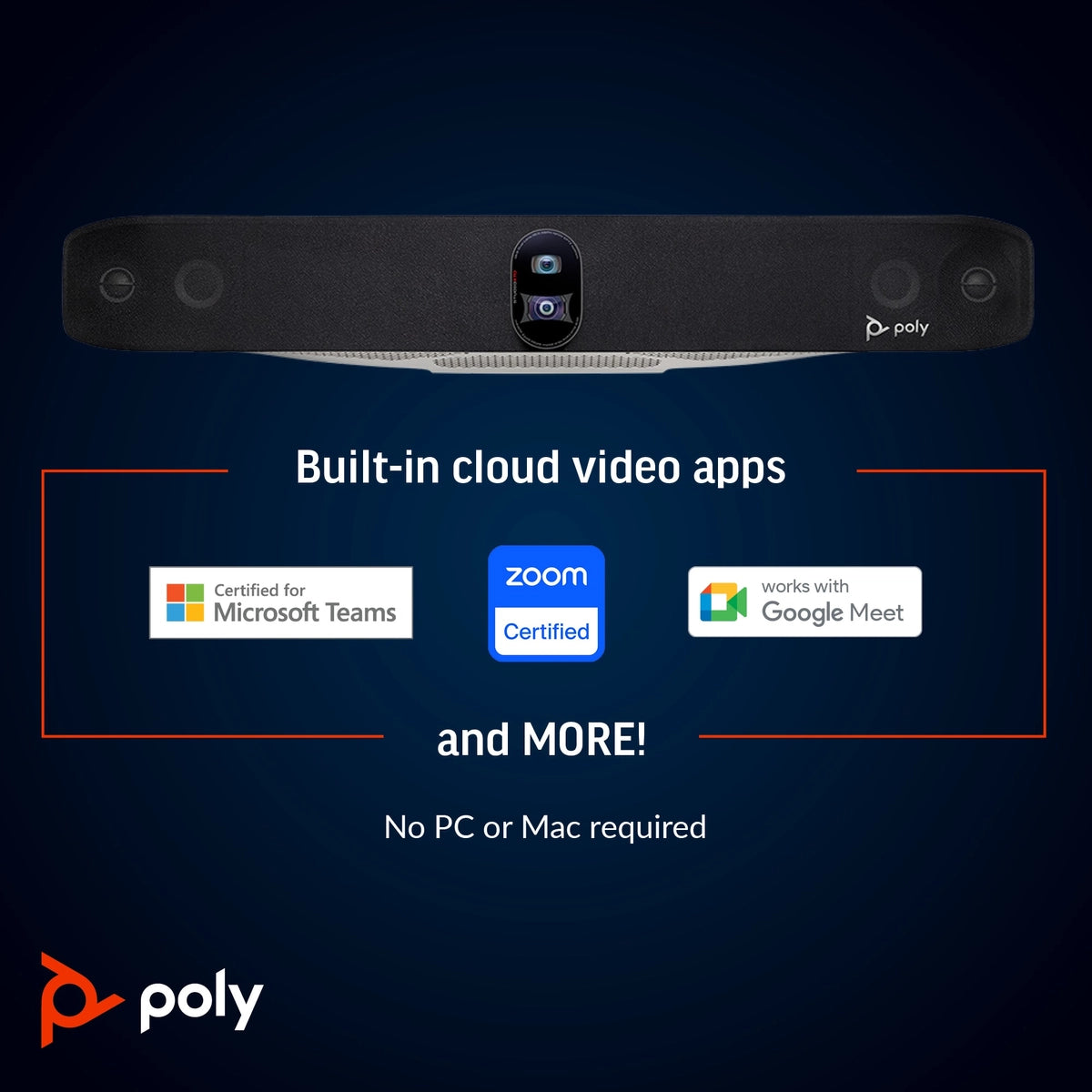 POLY Studio X70 All-In-One Video Bar with TC8 Controller Kit | 83Z52AA#ABU Video Conferencing System Poly