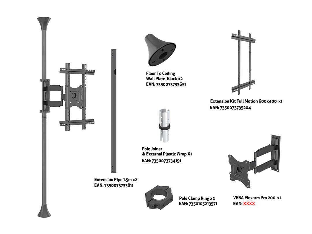 Multibrackets MBFC1FP M Floor to Ceiling Display Mount Pro - Up to 40"-65" Display Floor to Ceiling Display Mount Multibrackets