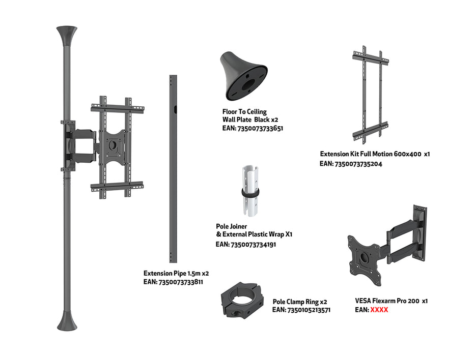 Multibrackets MBFC1FP M Floor to Ceiling Display Mount Pro - Up to 40"-65" Display