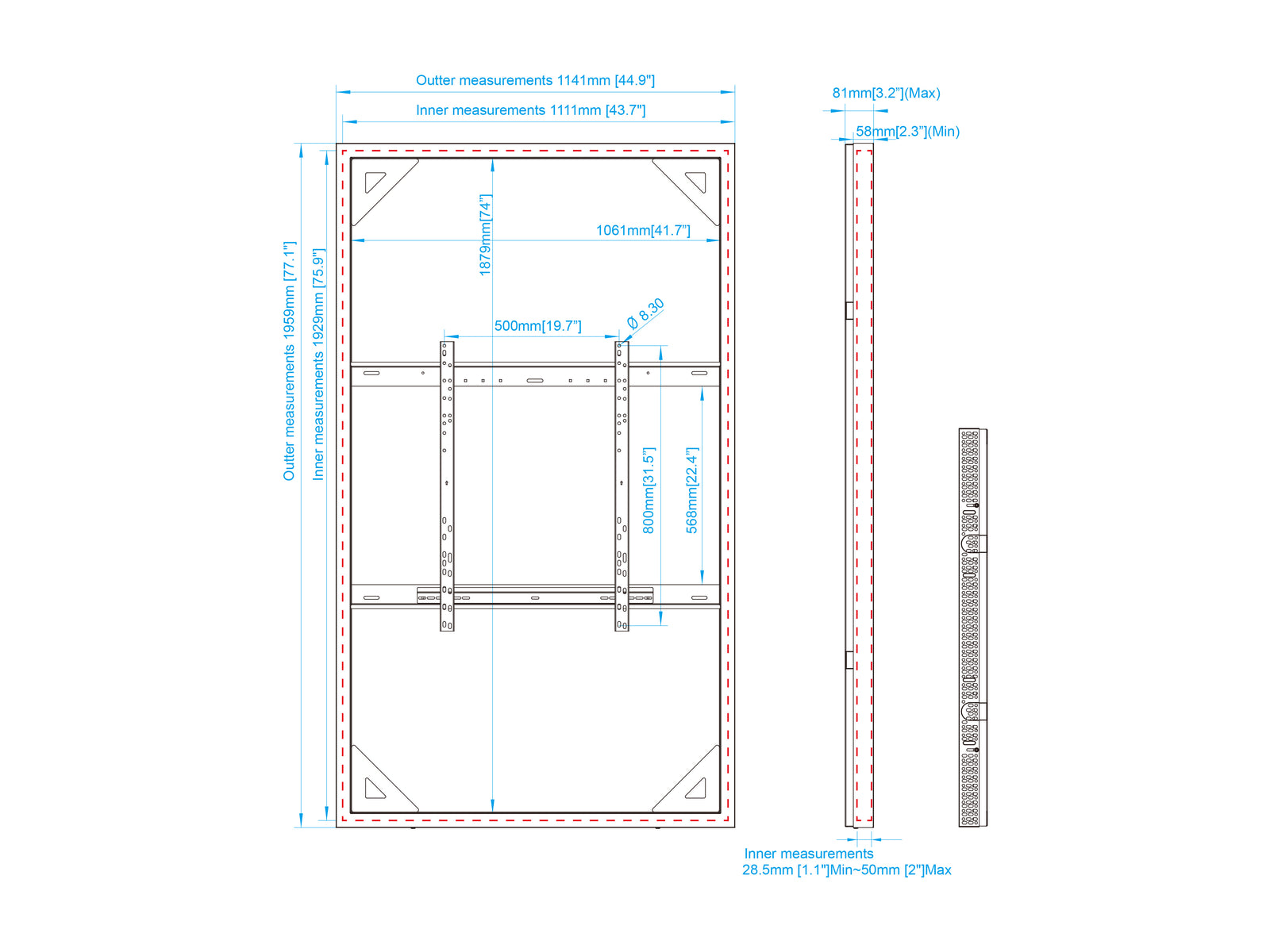 Multibrackets M Pro Series Enclosure 85" Wall Slim Large Black Signage Display Enclosures Multibrackets