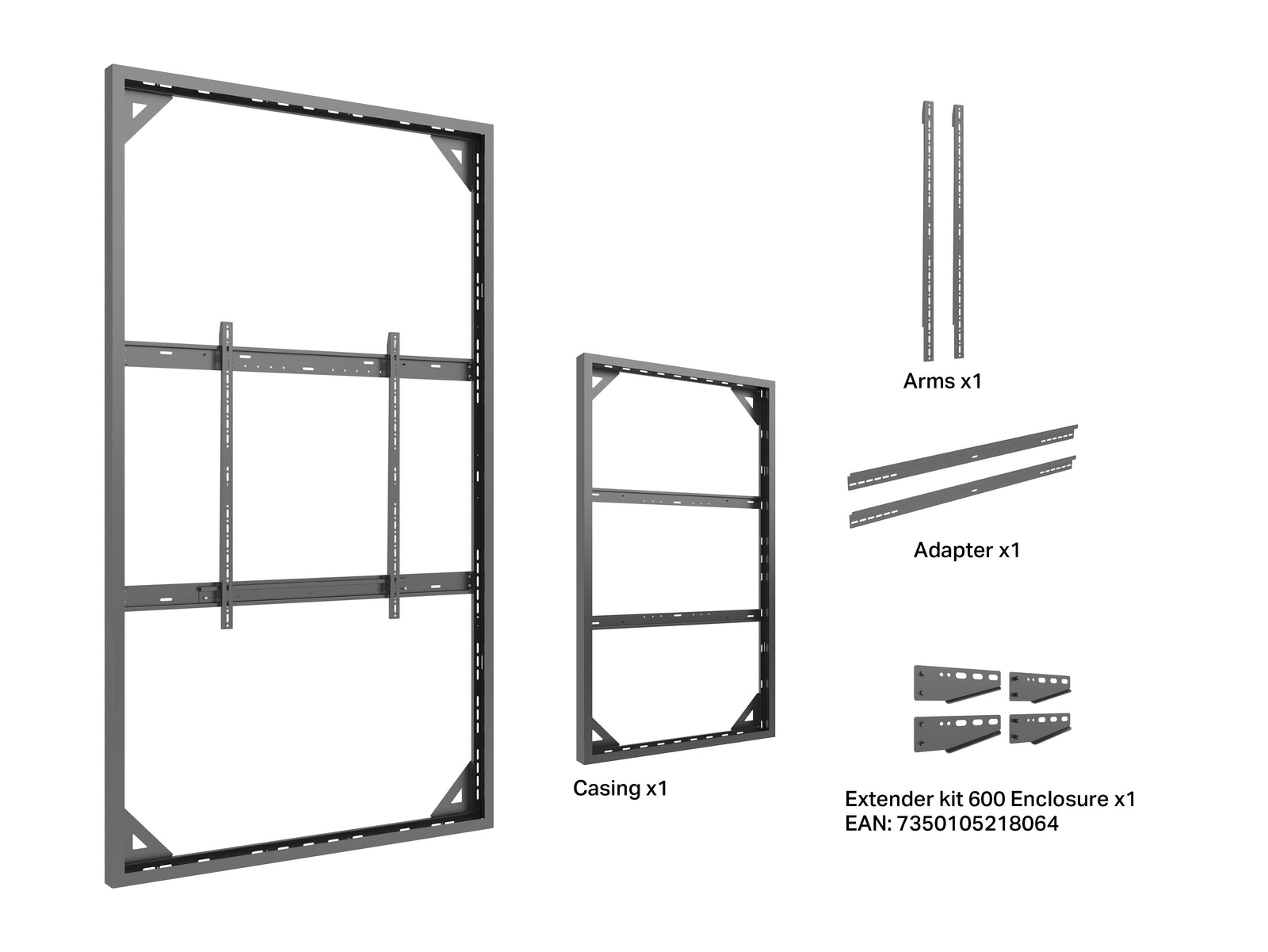 Multibrackets M Pro Series Enclosure 115" Wall Slim Large Black Signage Display Enclosures Multibrackets