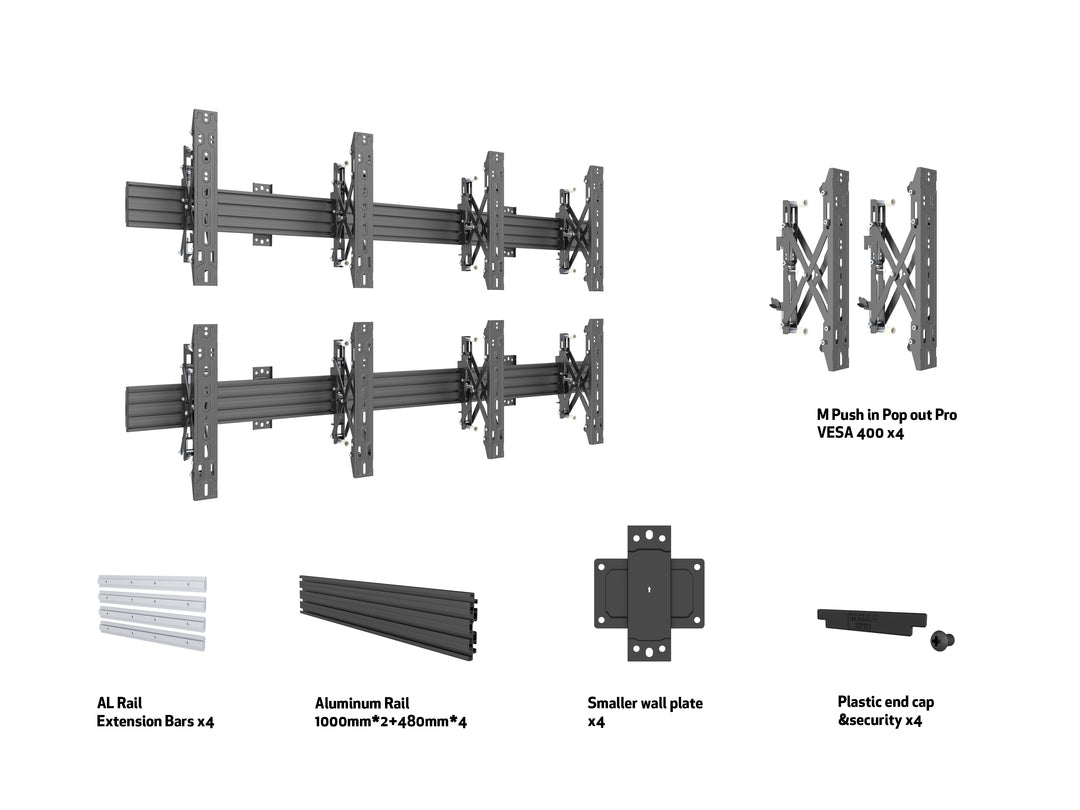 Multibrackets MBW2UX2 Push In Pop Out M Wallmount Pro - (40" - 65") Wall Mount Bracket Multibrackets