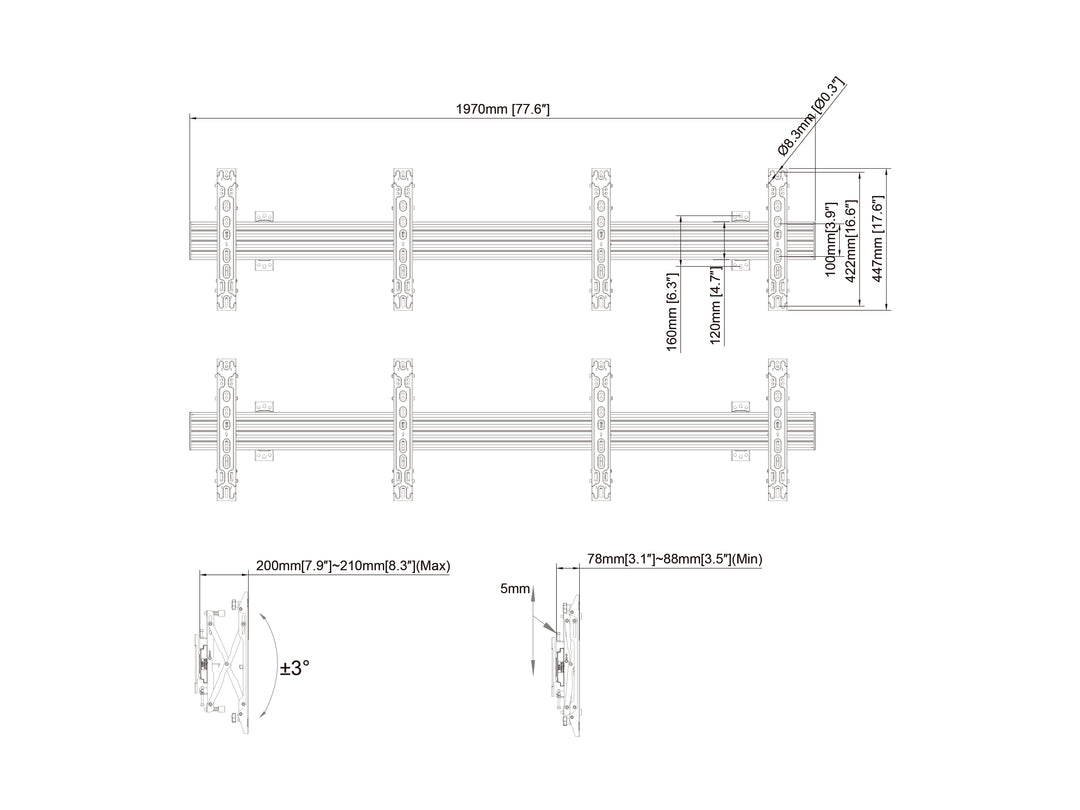Multibrackets MBW2UX2 Push In Pop Out M Wallmount Pro - (40" - 65") Wall Mount Bracket Multibrackets