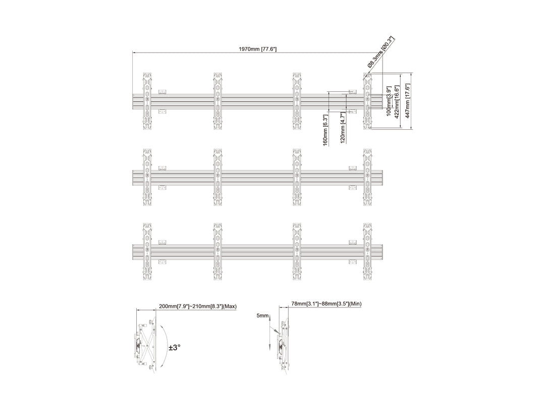 Multibrackets MBW2UX3 Push In Pop Out M Wallmount Pro - (40" - 65") Wall Mount Bracket Multibrackets